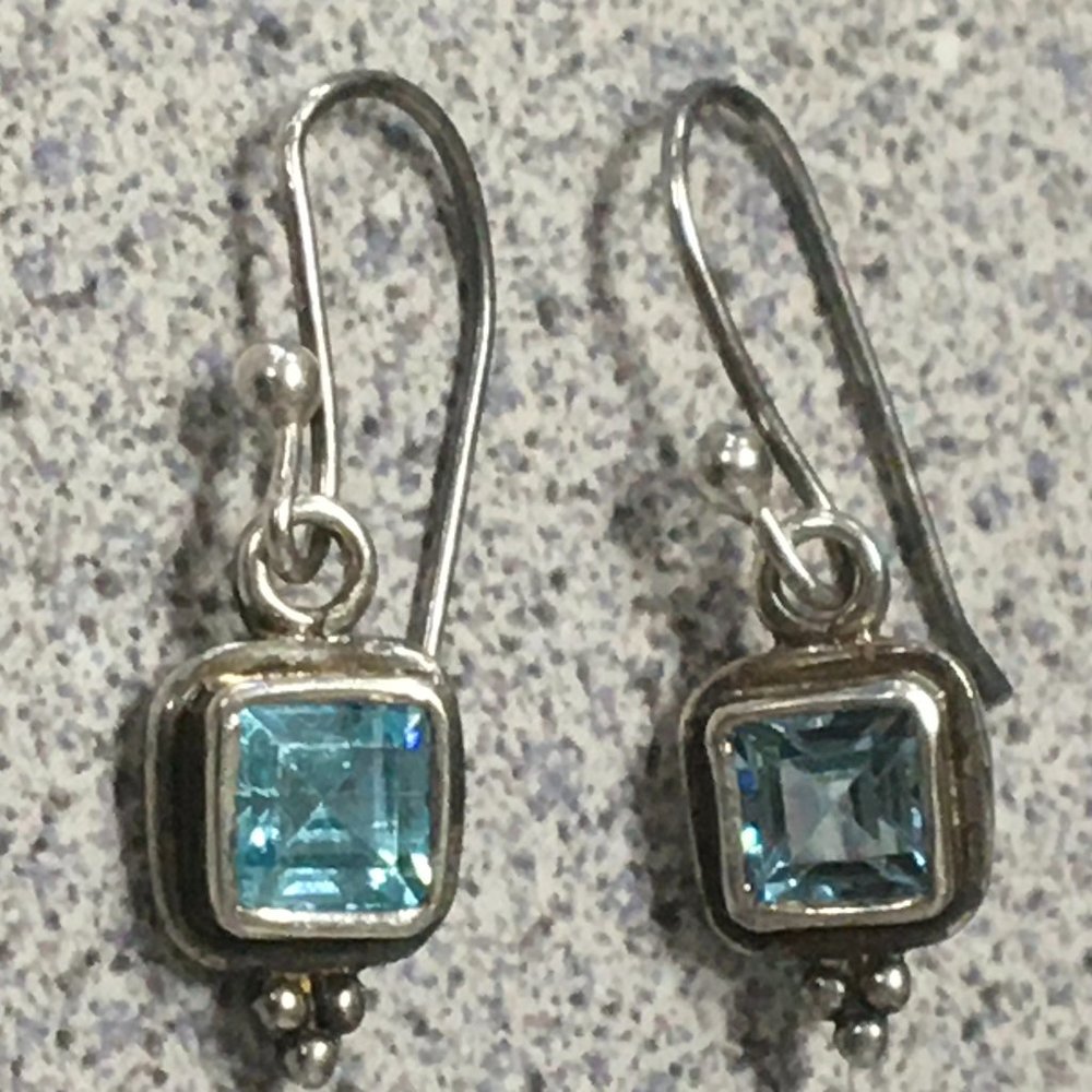 925 Blue Topaz earrings, French wire